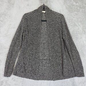 Eileen Fisher Cardigan Sweater Womens Medium Gray 100% Linen Open Front Knit